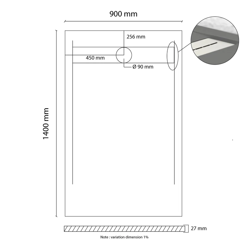 Receveur de douche en résine extra plat à poser 90x140cm - ARHUS