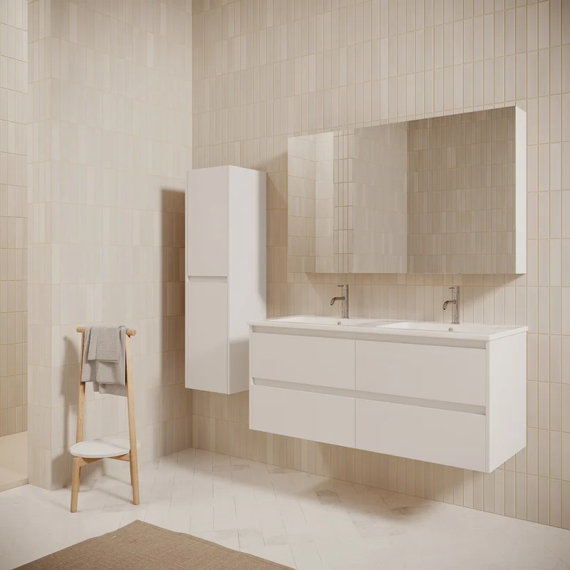 Mueble lavabo + lavabo doble 120 cm FORTINA blanco