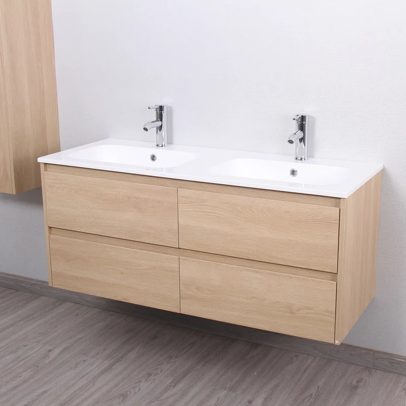 Mueble lavabo + lavabo doble 120 cm FORTINA roble claro