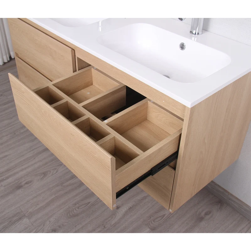 Mueble lavabo + lavabo doble 120 cm FORTINA roble claro