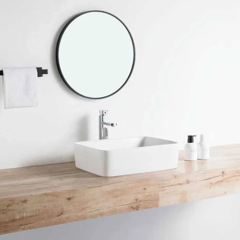 Lavabo blanco brillante sobre encimera cerámico CORDOBA 48 x 37 cm