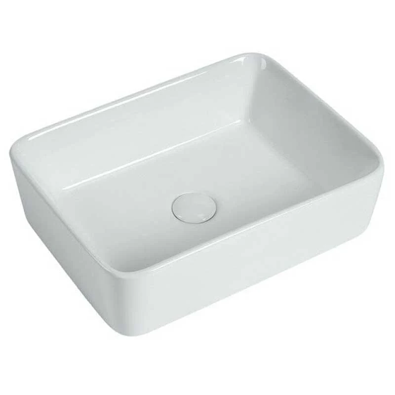 Lavabo blanco brillante sobre encimera cerámico CORDOBA 48 x 37 cm