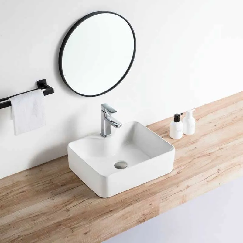 Lavabo blanco brillante sobre encimera cerámico ROSARIO 48 x 37 cm