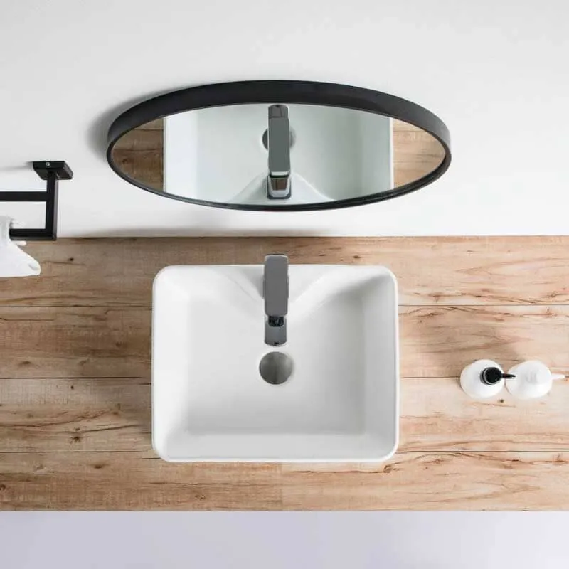 Lavabo blanco brillante sobre encimera cerámico ROSARIO 48 x 37 cm