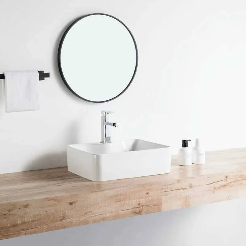 Lavabo blanco brillante sobre encimera cerámico ROSARIO 48 x 37 cm