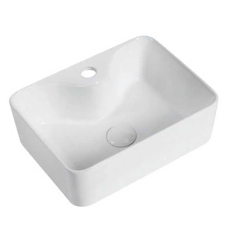 Lavabo blanco brillante sobre encimera cerámico ROSARIO 48 x 37 cm