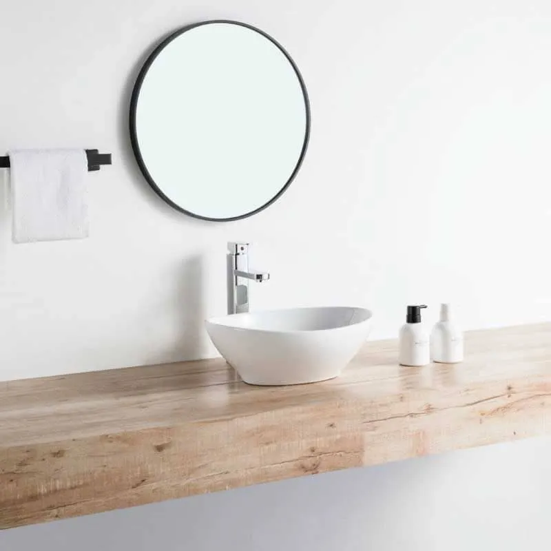 Lavabo blanco brillante sobre encimera cerámico POSADAS 40,5 x 33 cm