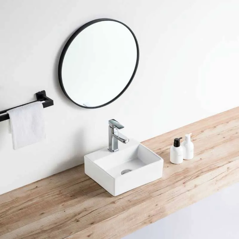 Lavabo blanco brillante sobre encimera cerámico SALTA 33 x 29 cm