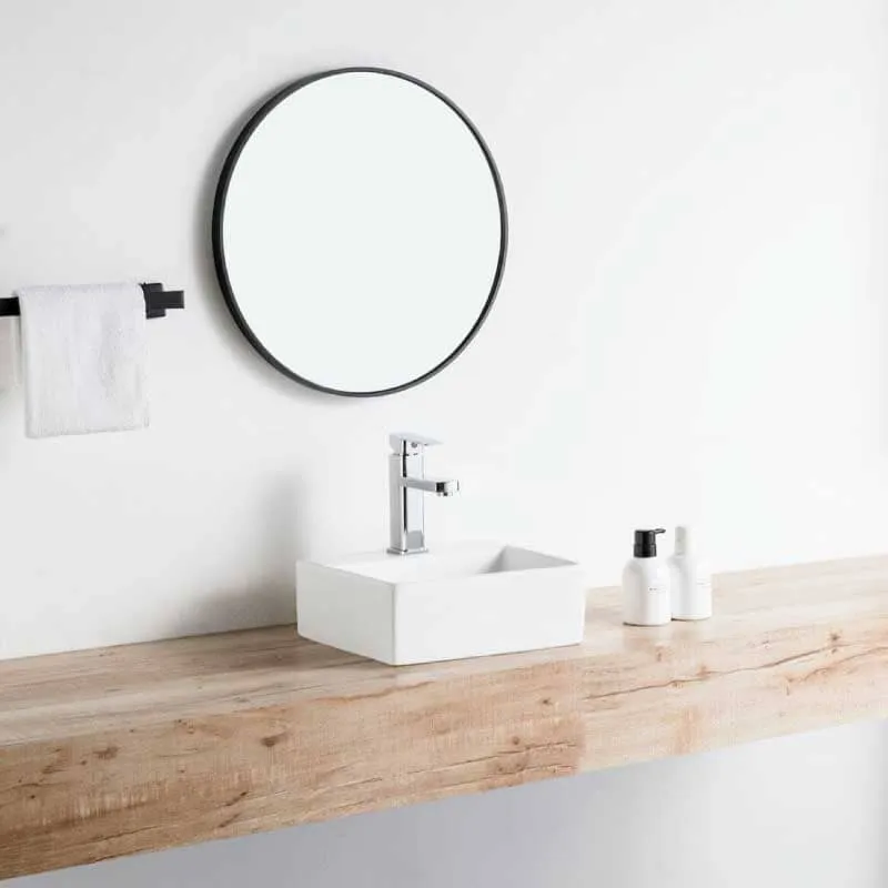 Lavabo blanco brillante sobre encimera cerámico SALTA 33 x 29 cm