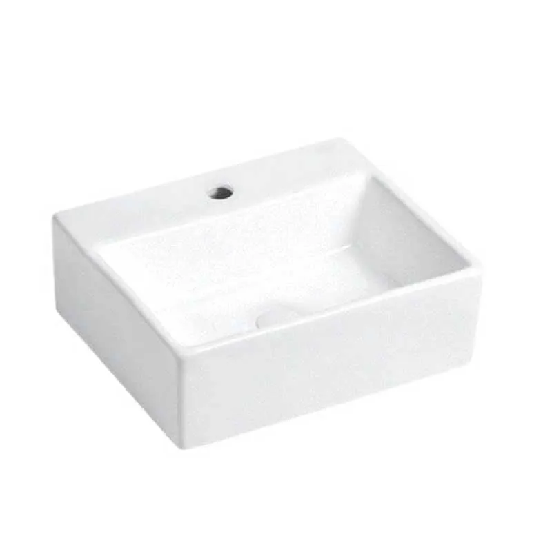Lavabo blanco brillante sobre encimera cerámico SALTA 33 x 29 cm