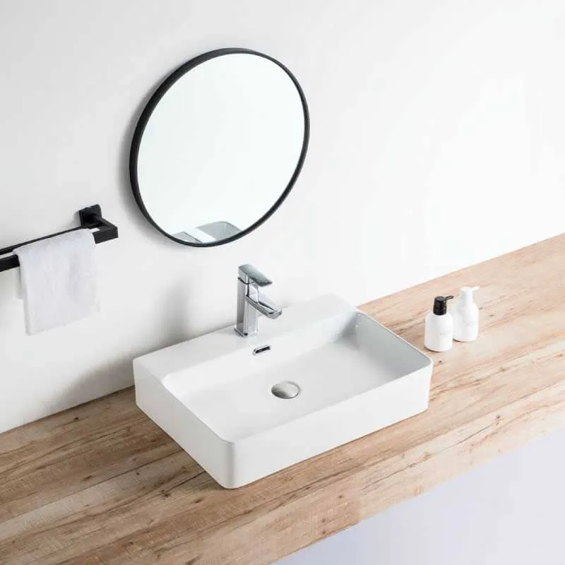 Lavabo blanco brillante sobre encimera cerámico ESTERO 60 x 42,5 cm