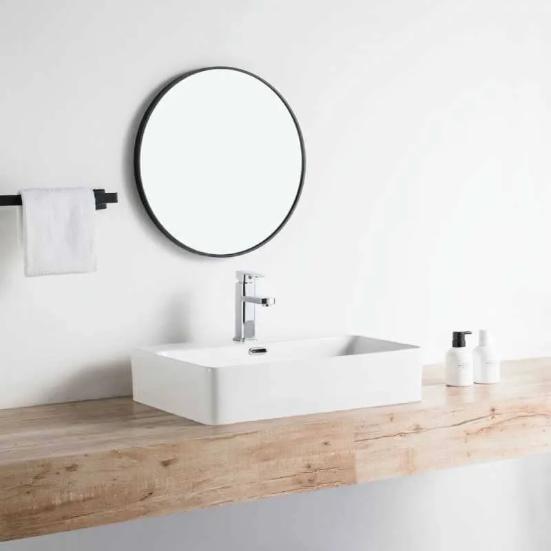 Lavabo blanco brillante sobre encimera cerámico ESTERO 60 x 42,5 cm
