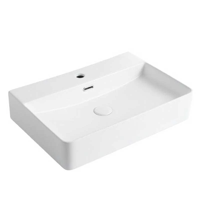 Lavabo blanco brillante sobre encimera cerámico ESTERO 60 x 42,5 cm