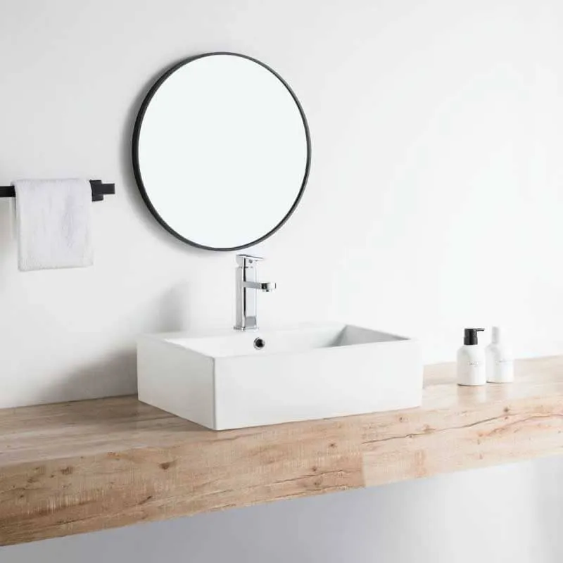 Lavabo blanco brillante sobre encimera cerámico CORRIENTES 53 x 42 cm