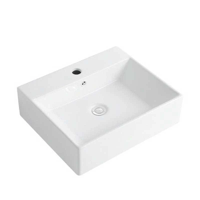 Lavabo blanco brillante sobre encimera cerámico CORRIENTES 53 x 42 cm