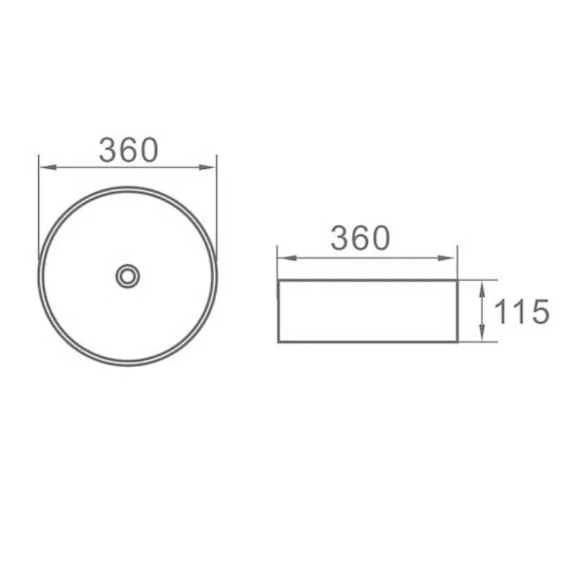 Lavabo blanco brillante sobre encimera cerámico MENDOZA Ø 36 cm