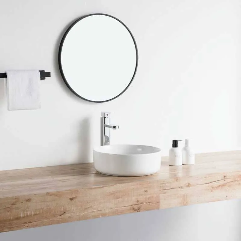 Lavabo blanco brillante sobre encimera cerámico MENDOZA Ø 36 cm
