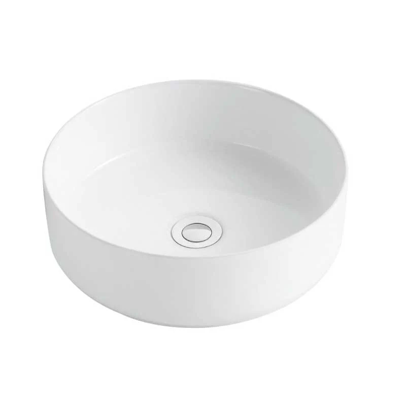 Lavabo blanco brillante sobre encimera cerámico MENDOZA Ø 36 cm