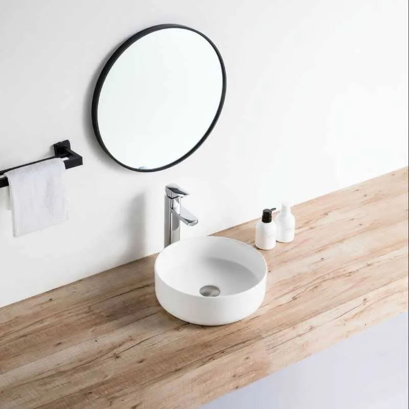 Lavabo blanco mate sobre encimera cerámico MENDOZA Ø 36 cm