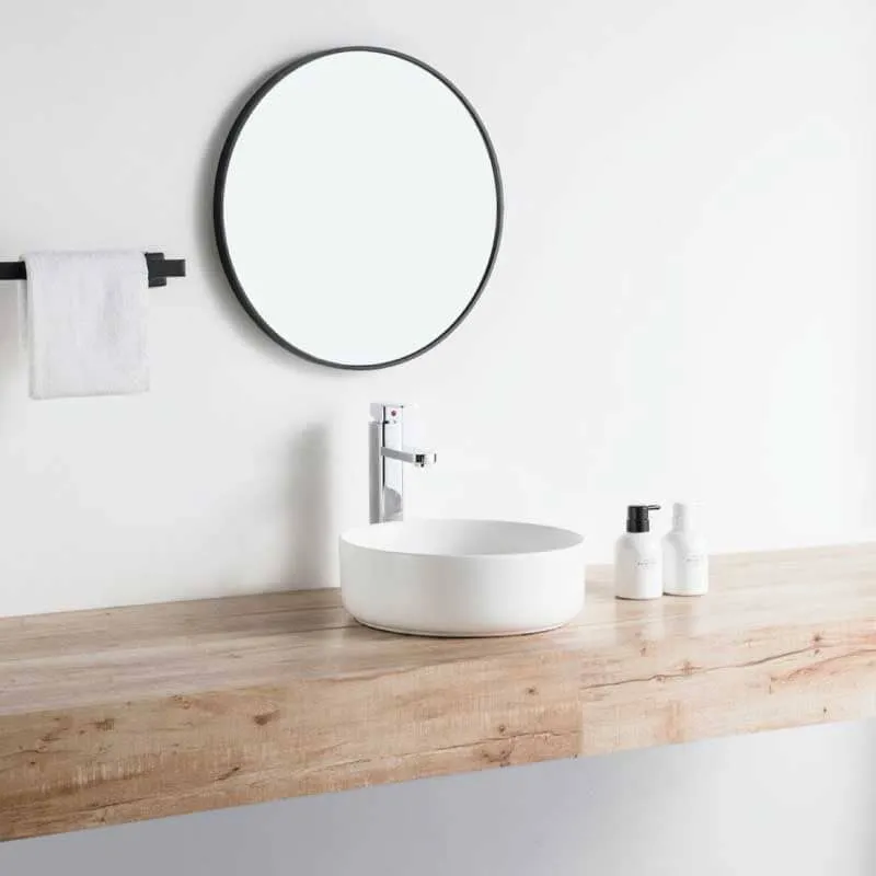 Lavabo blanco mate sobre encimera cerámico MENDOZA Ø 36 cm