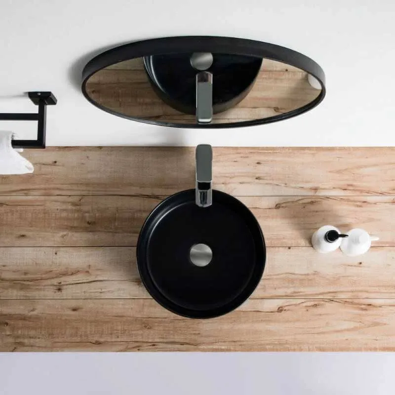 Lavabo negro mate sobre encimera cerámico MENDOZA Ø 36 cm