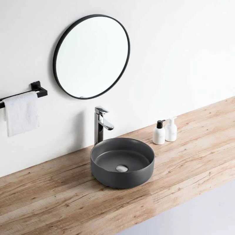 Lavabo antracita mate sobre encimera cerámico MENDOZA Ø 36 cm