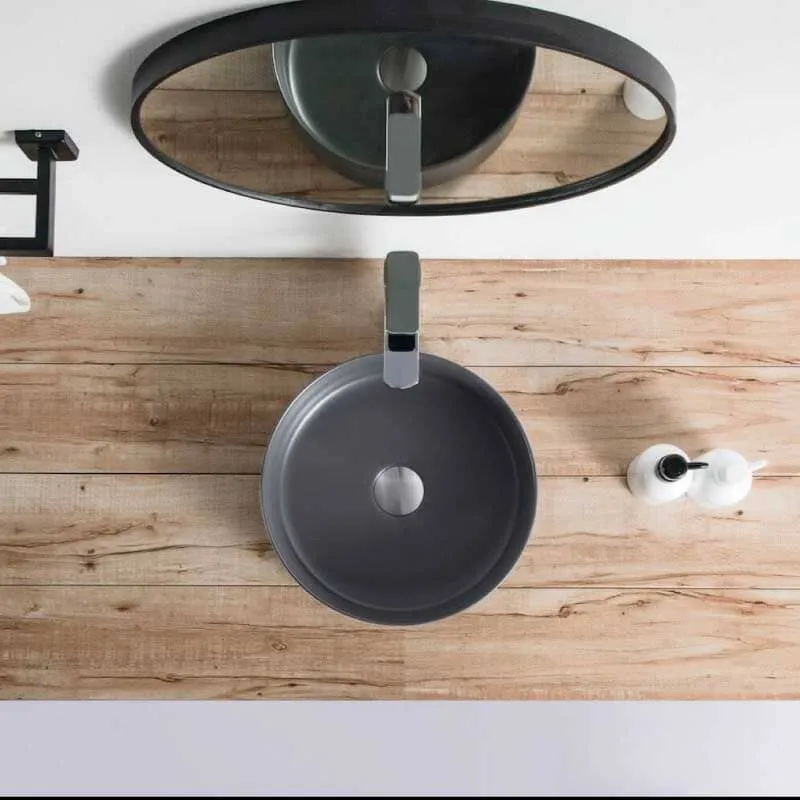 Lavabo antracita mate sobre encimera cerámico MENDOZA Ø 36 cm