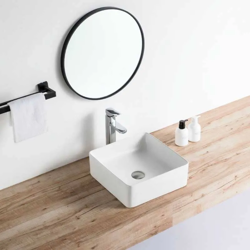 Lavabo blanco mate sobre encimera cerámico RIVA 36,5 cm