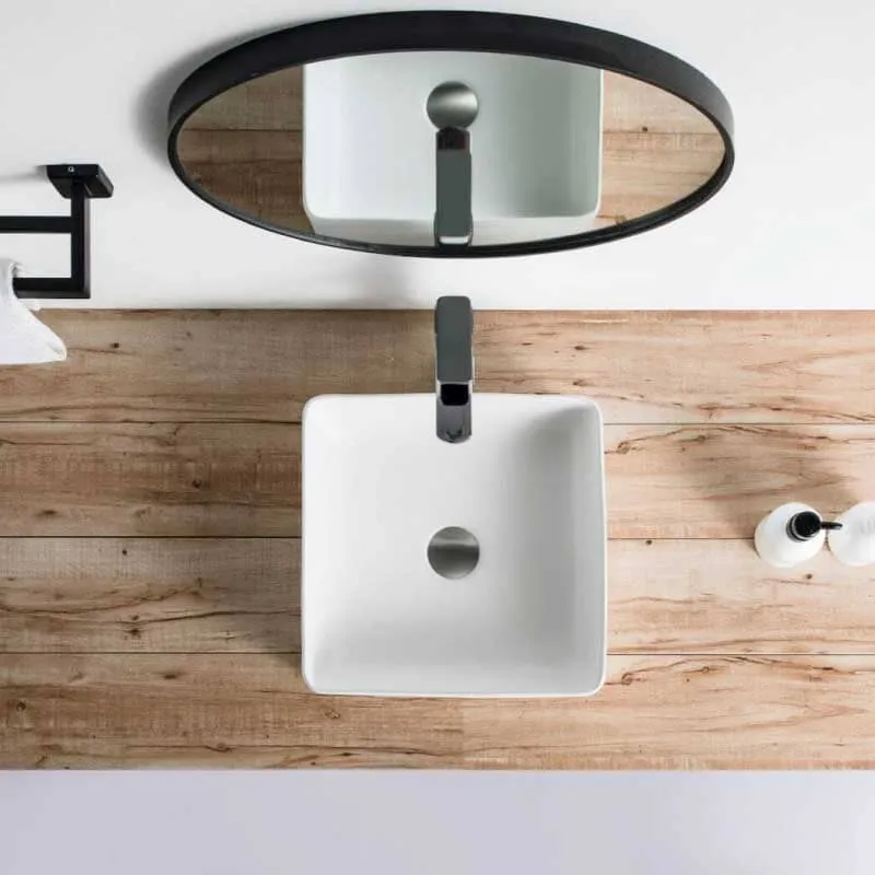 Lavabo blanco mate sobre encimera cerámico RIVA 36,5 cm