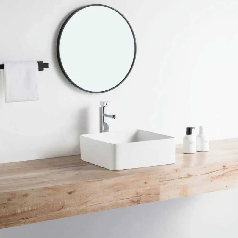 Lavabo blanco mate sobre encimera cerámico RIVA 36,5 cm