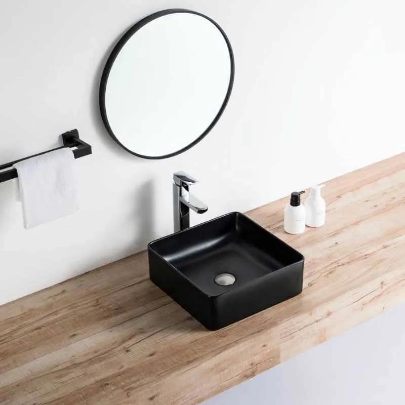 Lavabo negro mate sobre encimera cerámico RIVA 36,5 cm
