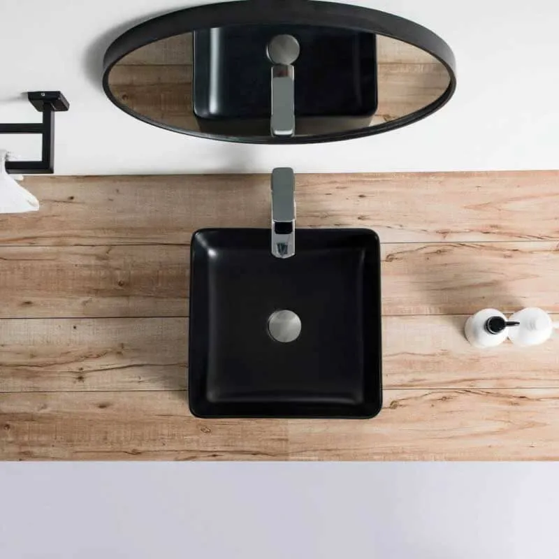 Lavabo negro mate sobre encimera cerámico RIVA 36,5 cm
