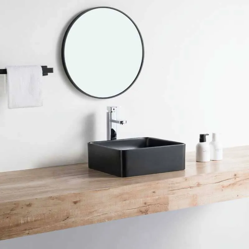 Lavabo negro mate sobre encimera cerámico RIVA 36,5 cm