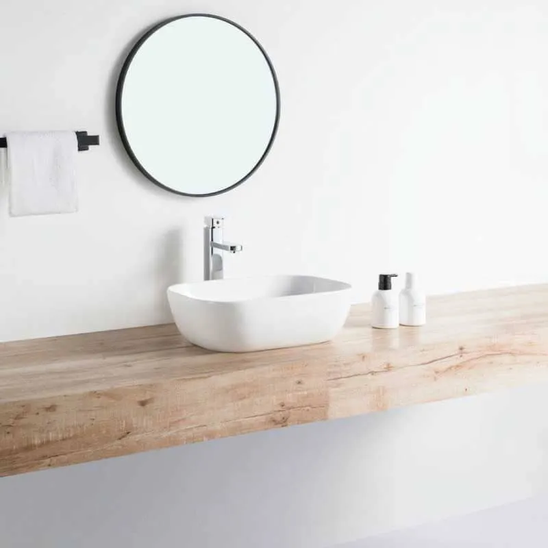 Lavabo blanco brillante sobre encimera cerámico CUARTO 45,5 x 32,5 cm
