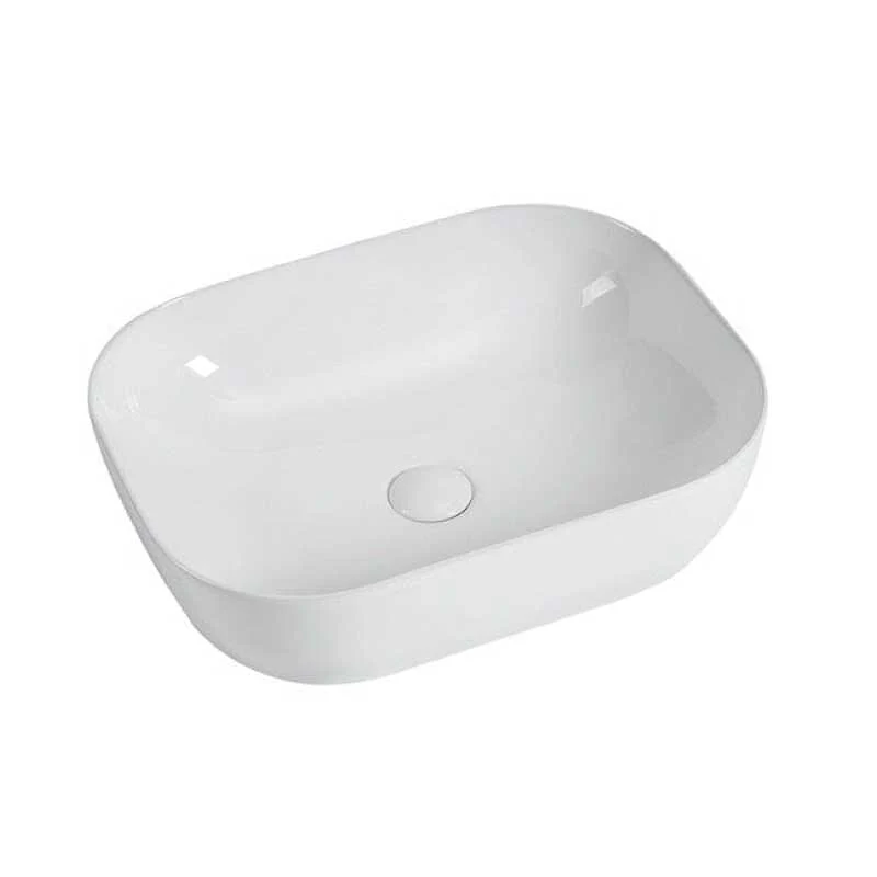 Lavabo blanco brillante sobre encimera cerámico CUARTO 45,5 x 32,5 cm