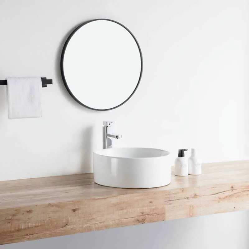 Lavabo blanco brillante sobre encimera cerámico DAVIA Ø40,5 cm