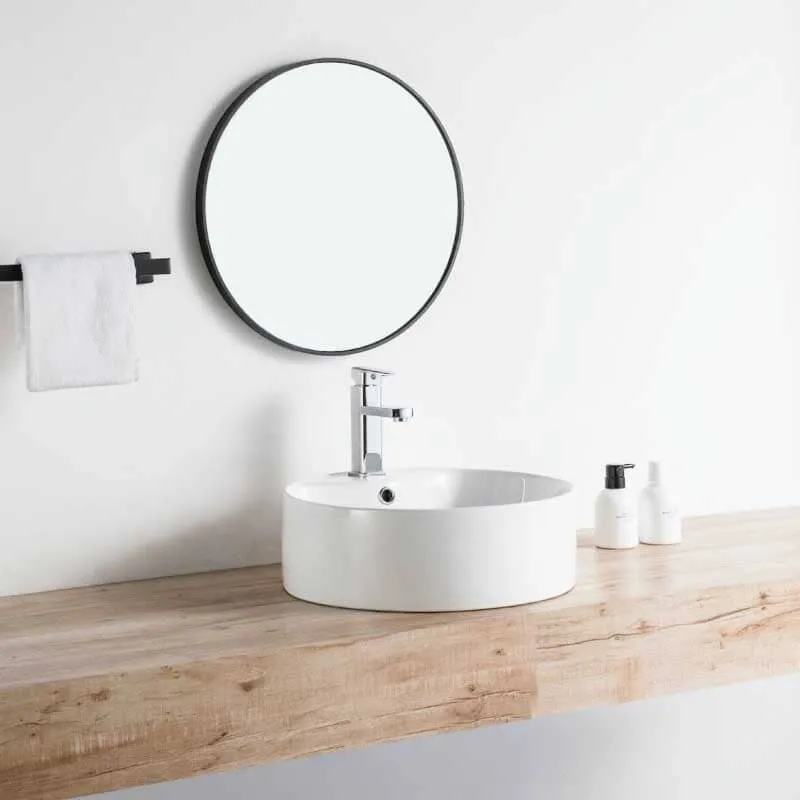 Lavabo blanco brillante sobre encimera cerámico VARRIA Ø46 cm