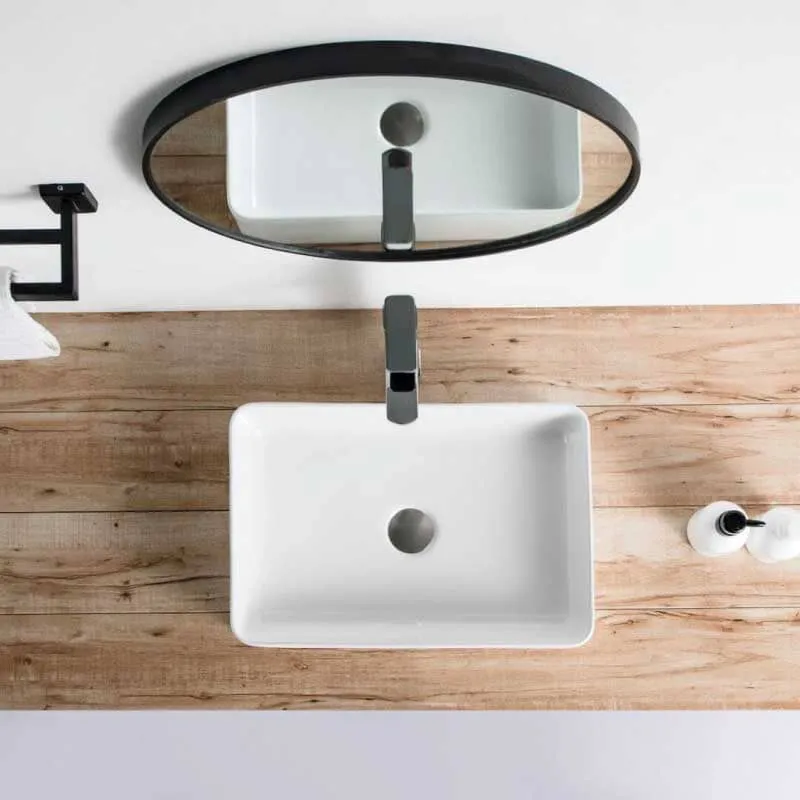 Lavabo blanco brillante sobre encimera cerámico RISTA 50 x 34 cm