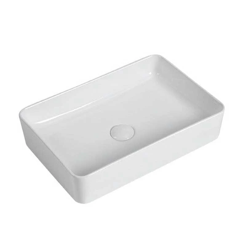 Lavabo blanco brillante sobre encimera cerámico RISTA 50 x 34 cm