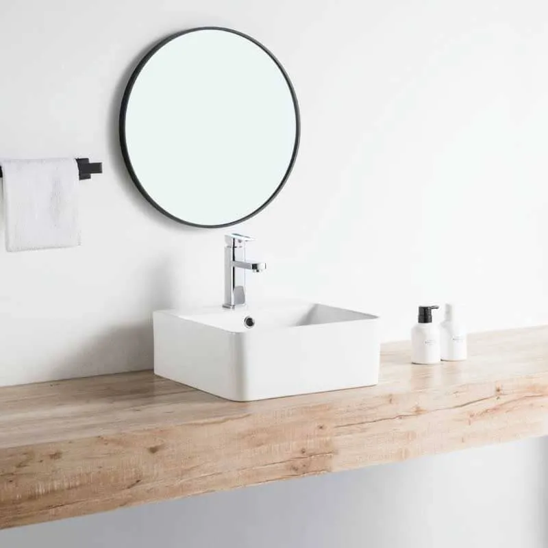 Lavabo blanco brillante sobre encimera cerámico VENADO 42 x 42,5 cm