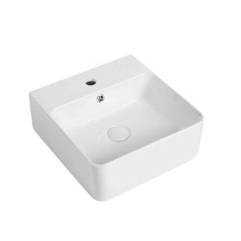 Lavabo blanco brillante sobre encimera cerámico VENADO 42 x 42,5 cm