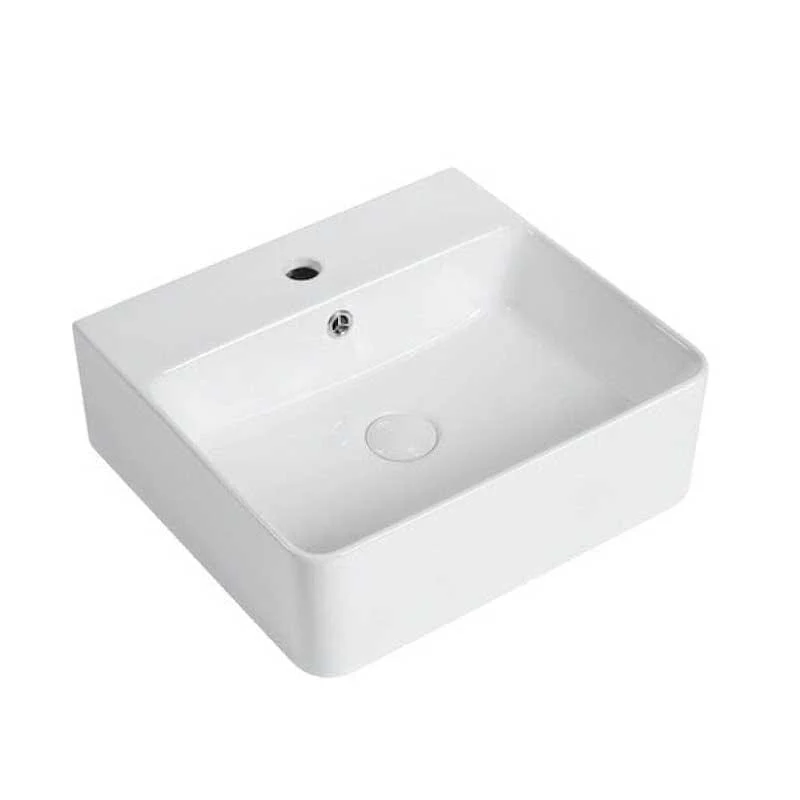 Lavabo blanco brillante sobre encimera cerámico VENADO 46 x 42 cm