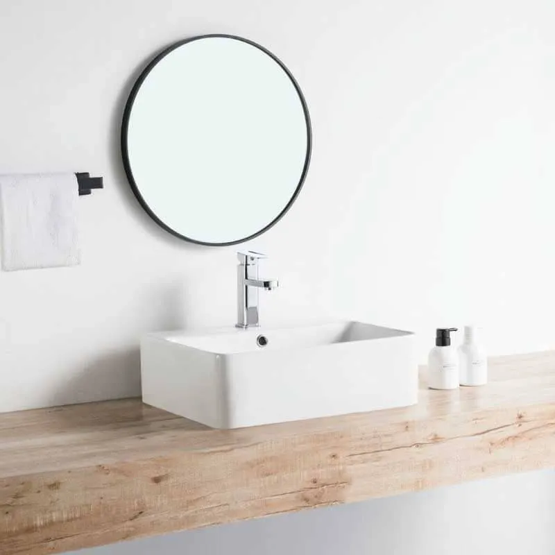 Lavabo blanco brillante sobre encimera cerámico VENADO 52 x 42 cm