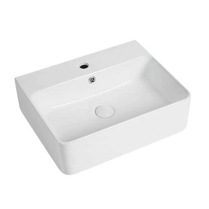 Lavabo blanco brillante sobre encimera cerámico VENADO 52 x 42 cm