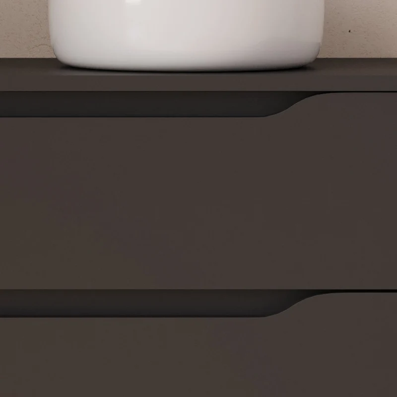 Meuble de salle de bain 100cm avec plateau, vasque à poser déportée à droite Ares et miroir - 2 tiroirs et un placard - ZARZA