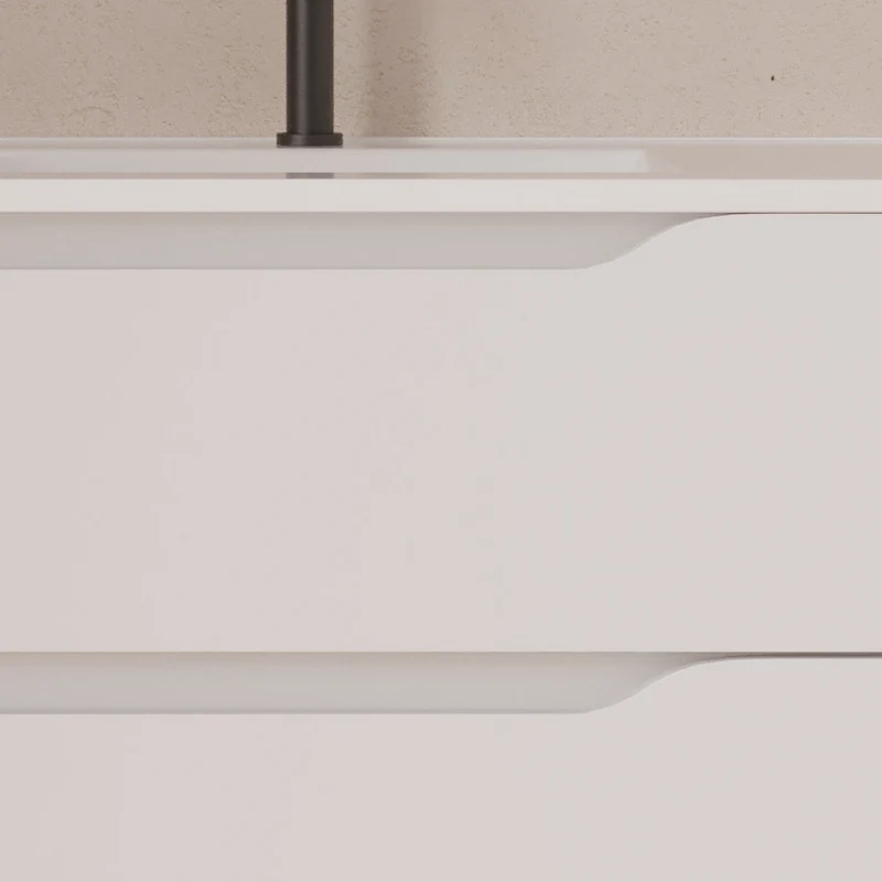 Meuble de salle de bain 100cm avec vasque déportée à droite et miroir - 2 tiroirs et un placard - ZARZA