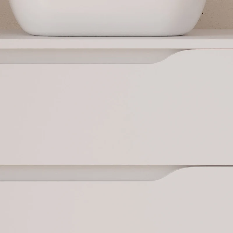 Meuble de salle de bain 100cm avec plateau et vasque à poser déportée à droite Zeus - sans miroir - 2 tiroirs et un placard - ZARZA
