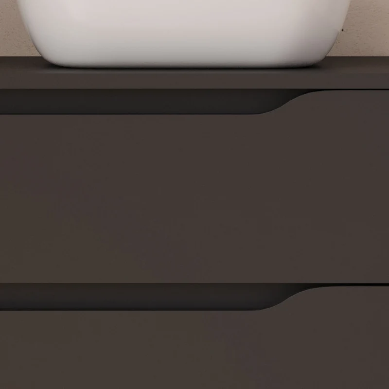 Meuble de salle de bain 100cm avec plateau et vasque à poser déportée à droite Zeus - sans miroir - 2 tiroirs et un placard - ZARZA
