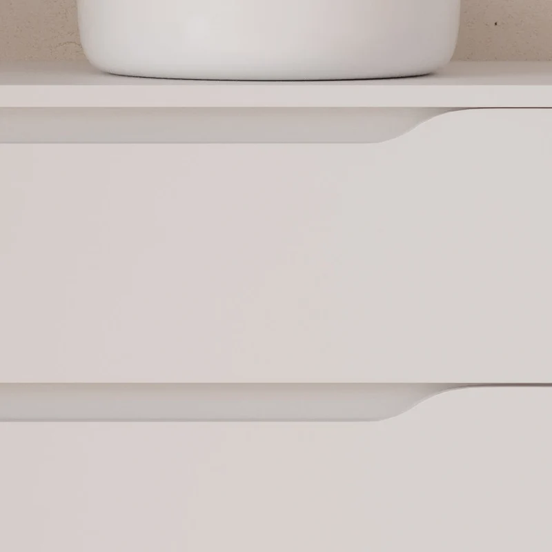 Meuble de salle de bain 100cm avec plateau et vasque à poser déportée à droite Ares - sans miroir - 2 tiroirs et un placard - ZARZA