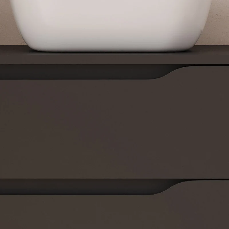 Meuble de salle de bain 80cm avec plateau et vasque à poser déportée à droite Zeus - sans miroir - 2 tiroirs et un placard - ZARZA